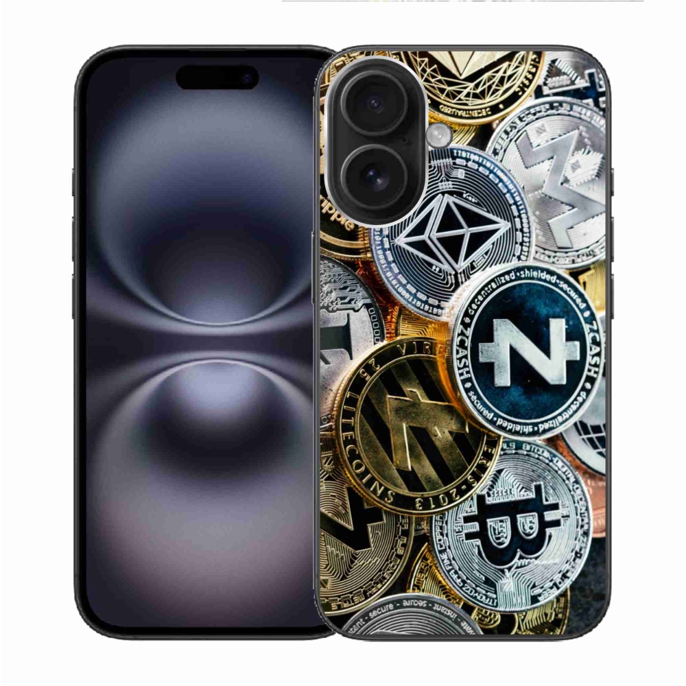 Gelový kryt mmCase na iPhone 16 - kryptoměny