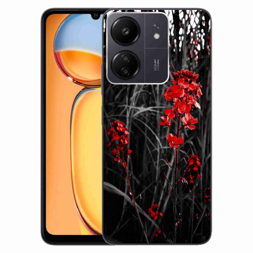 Gelový kryt mmCase na Xiaomi Poco C65/Redmi 13C - červená rostlina