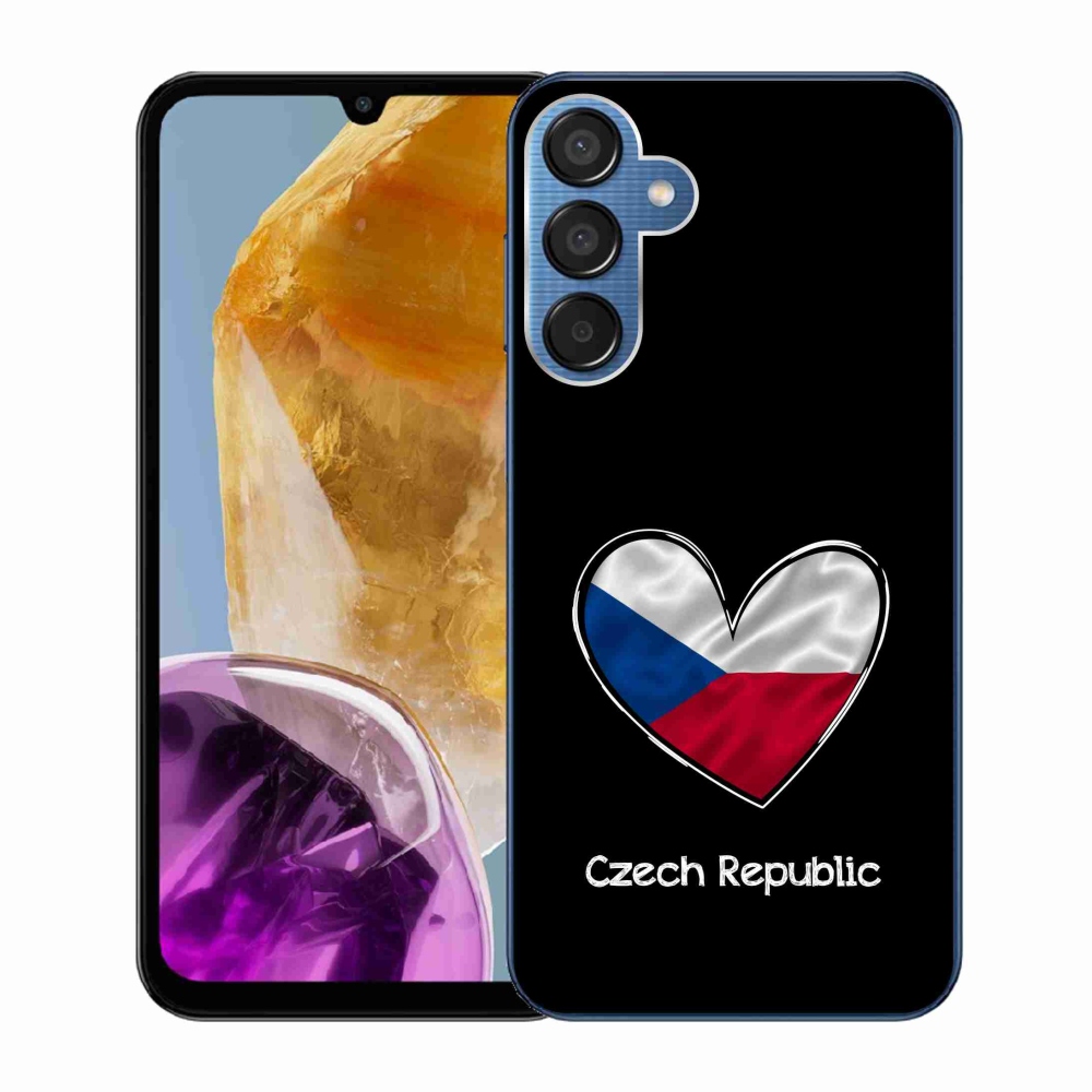 Gelový kryt mmCase na Samsung Galaxy M15 5G - vlajka srdce černé pozadí