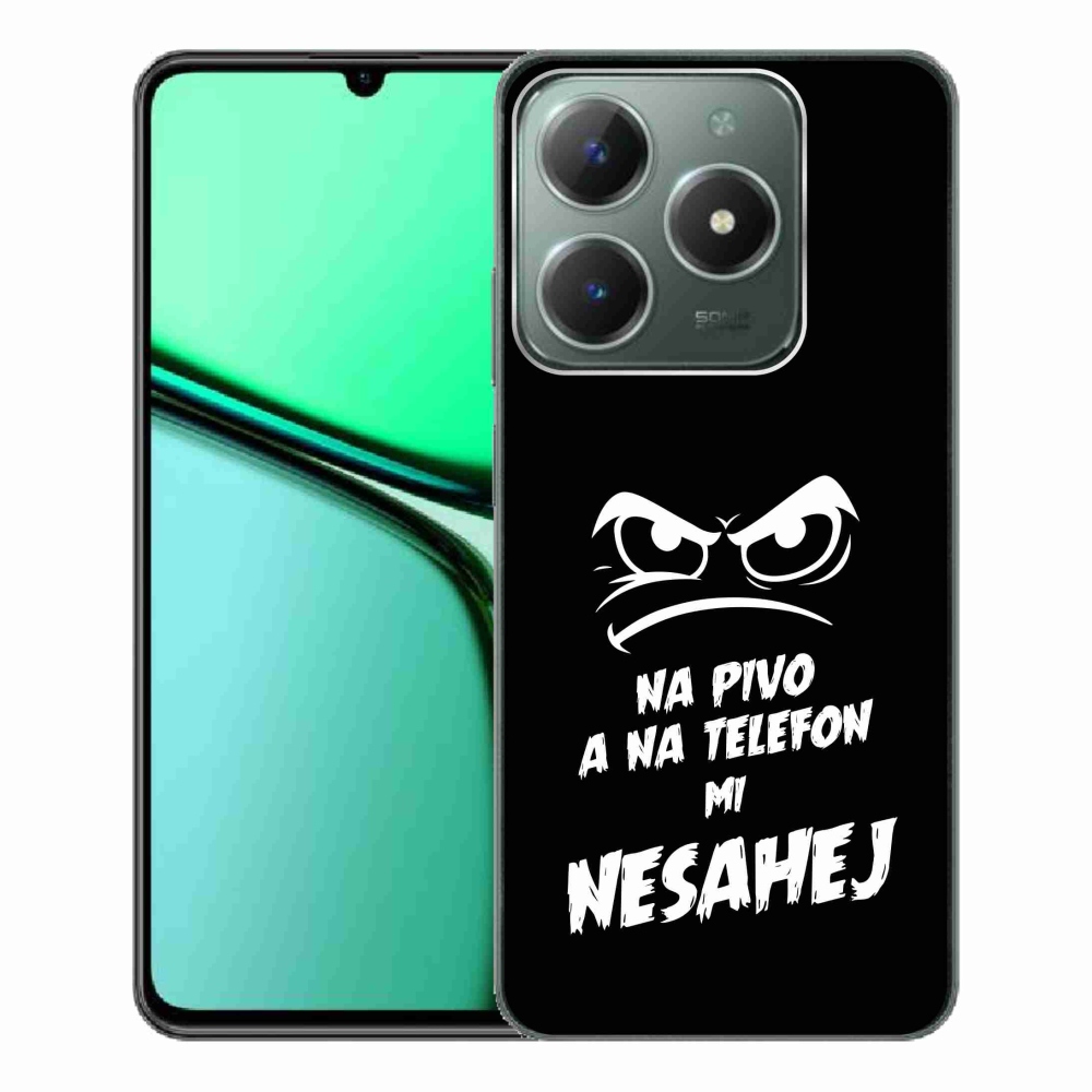 Gelový kryt mmCase na Realme C61 - pivní motiv 2 černé pozadí