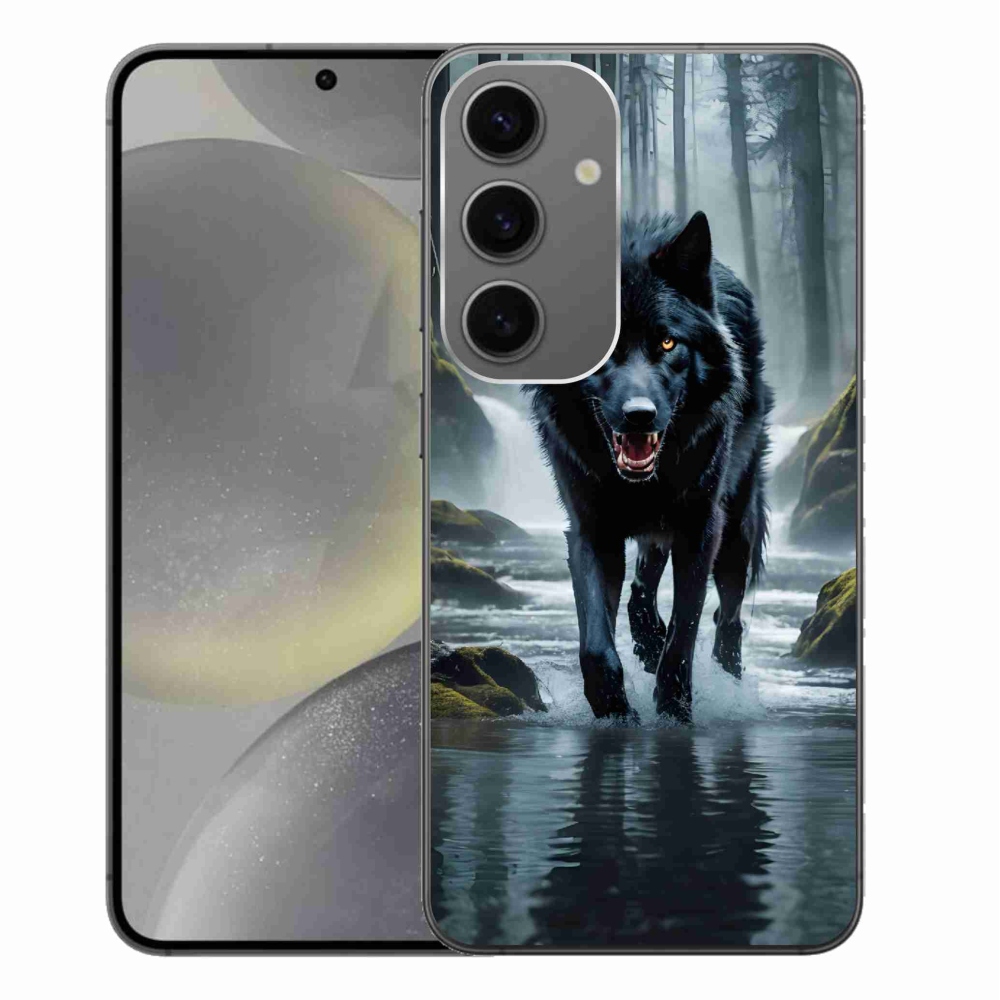 Gelový kryt mmCase na Samsung Galaxy S24+ - černý vlk