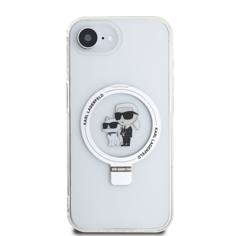 Karl Lagerfeld Ringstand Karl and Choupette MagSafe Zadní Kryt pro iPhone 16e White