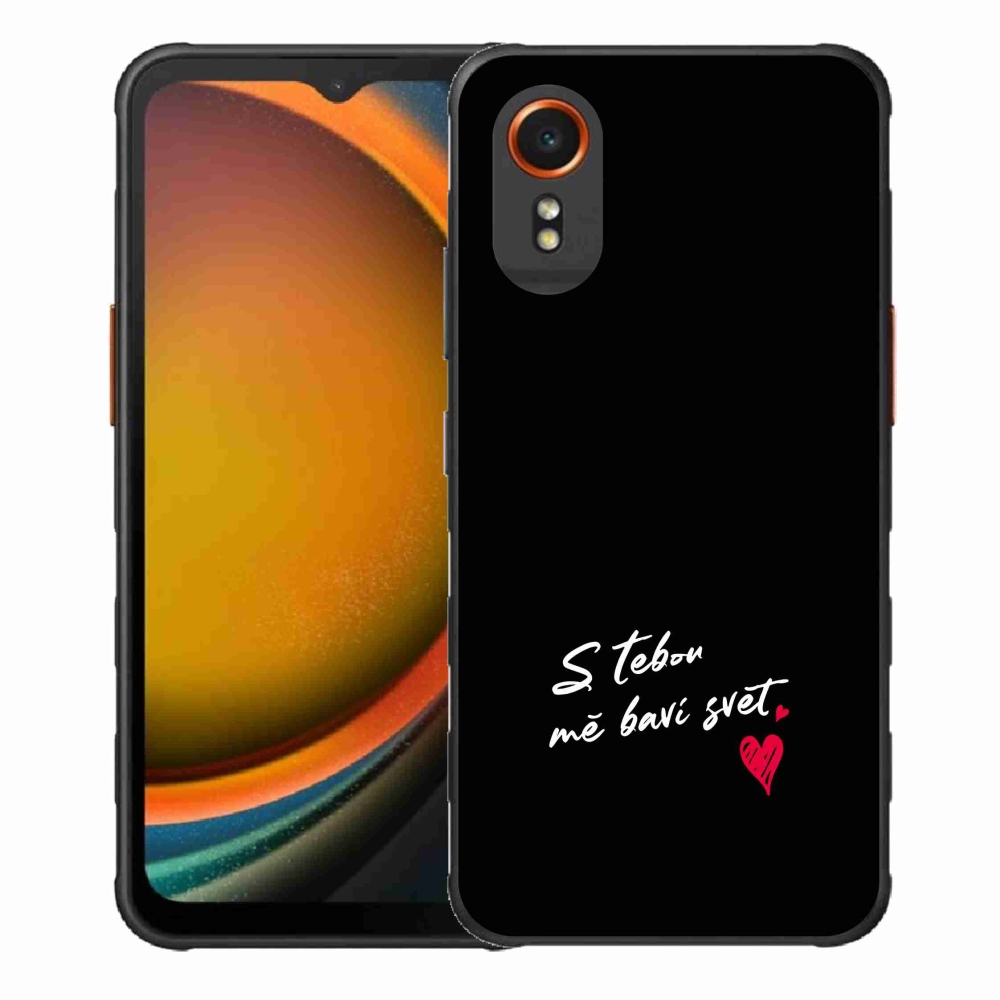 Gelový kryt mmCase na Samsung Galaxy Xcover 7 - zamilovaný text 1 černé pozadí