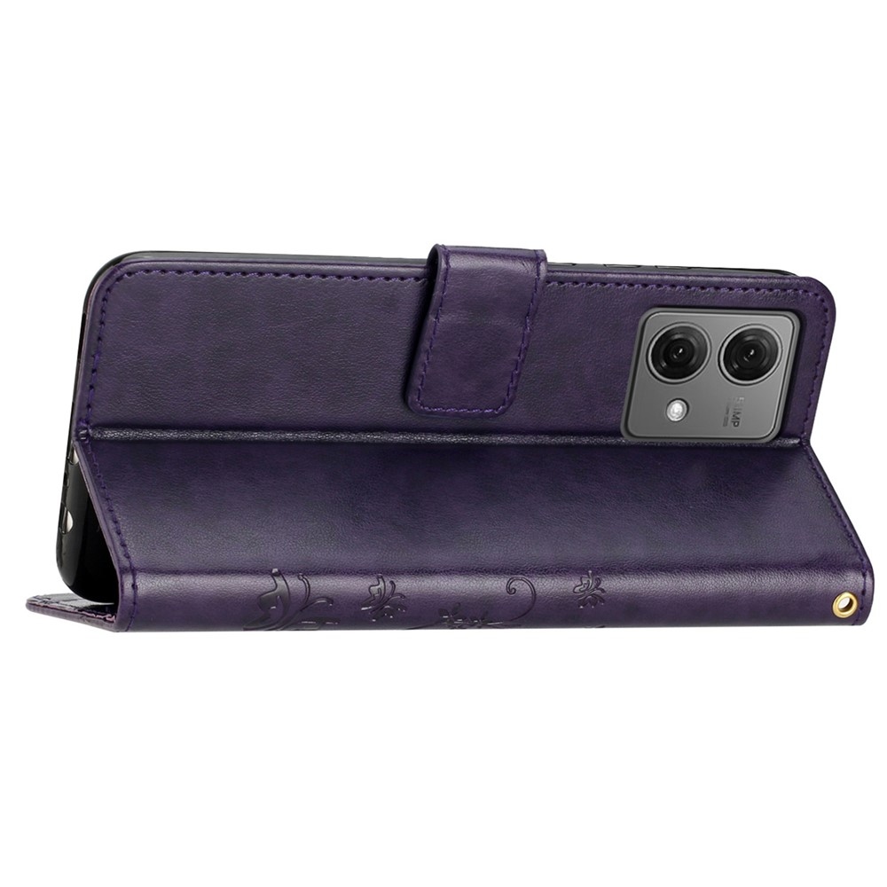 Flowers knížkové pouzdro na Motorola Moto G85 5G - tmavěfialové