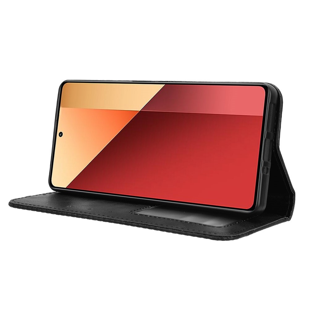 Vintage knížkové pouzdro na Xiaomi Redmi Note 14S/Note 13 Pro 4G/Poco M6 Pro - černé