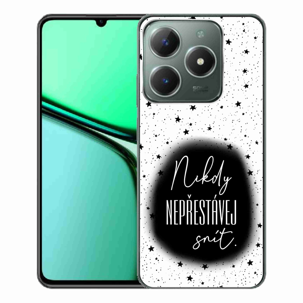 Gelový kryt mmCase na Realme C61 - citát 1 černobílé pozadí