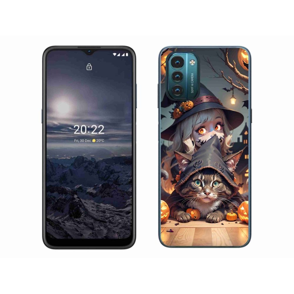 Gelový kryt mmCase na Nokia G11/G21 - čarodějnice s kočkou