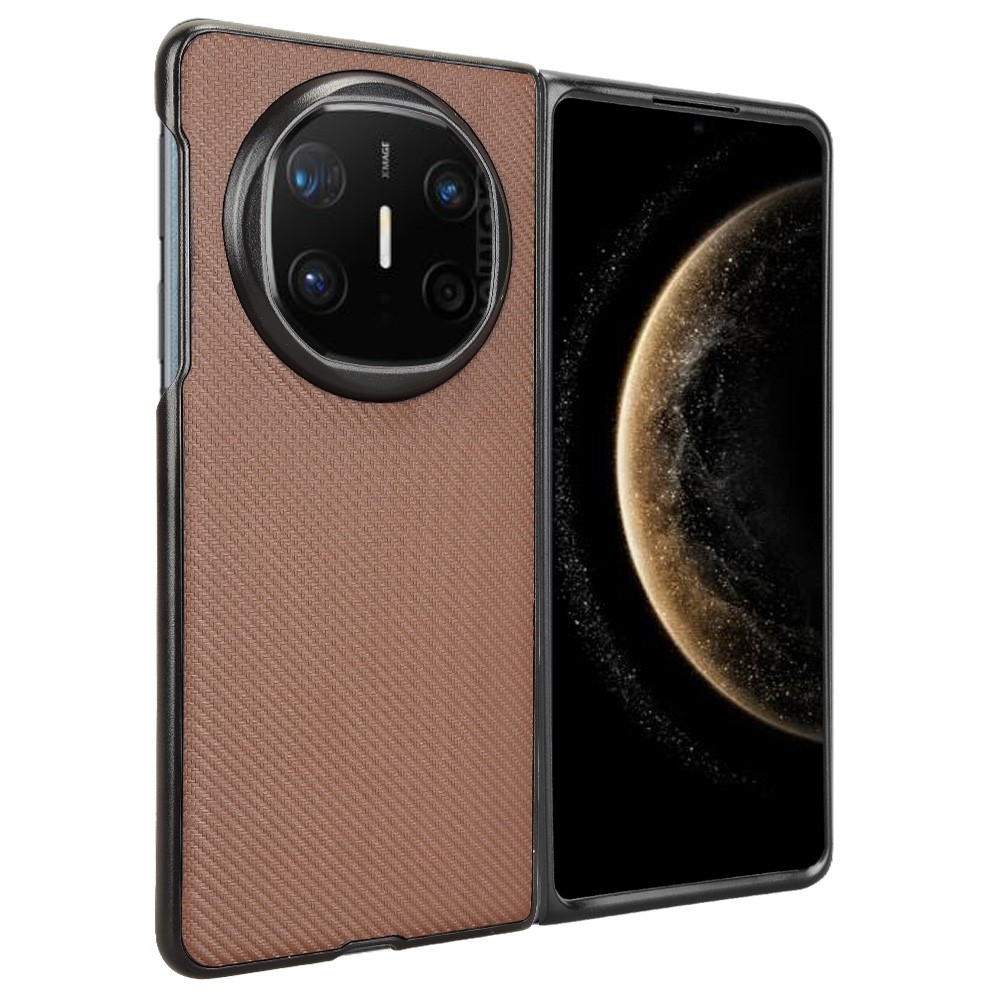 Textury plastový kryt s umělou kůží na Huawei Mate X6 - hnědý