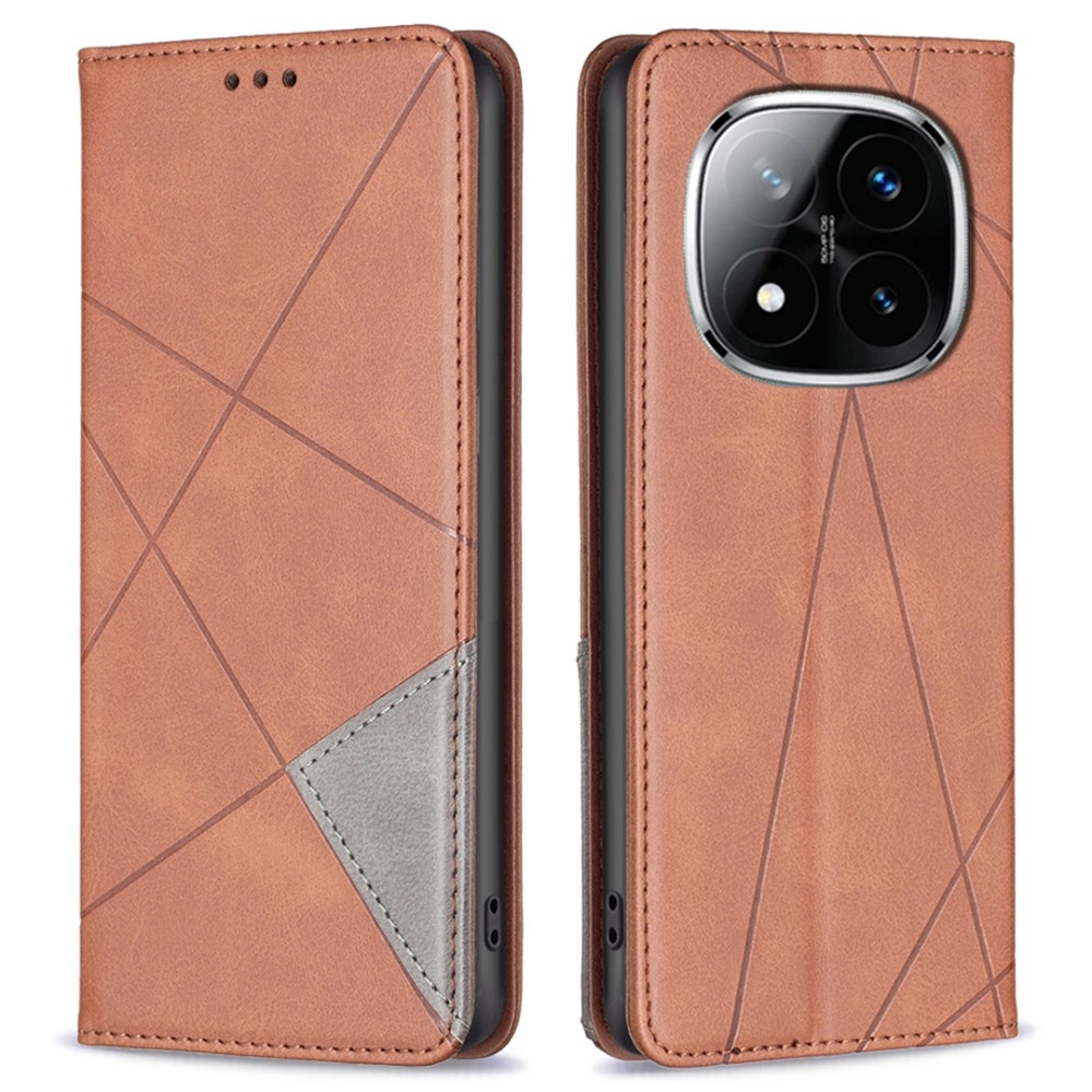 Triangle knížkové pouzdro na Xiaomi Redmi Note 14 Pro - hnědé
