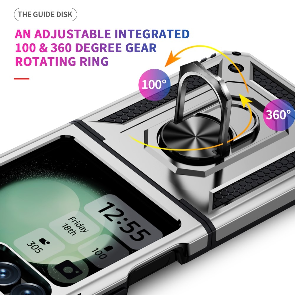Ring odolný kryt na Samsung Galaxy Z Flip6 5G - stříbrný