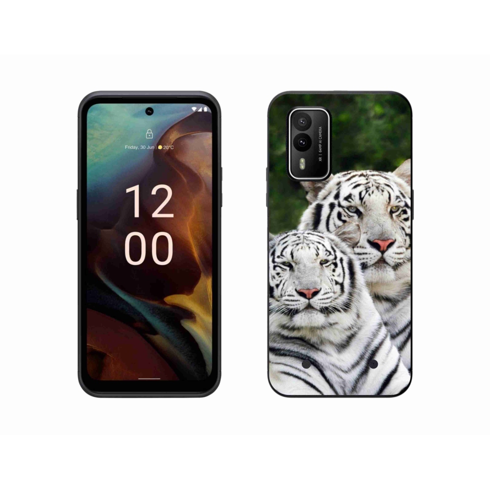 Gelový obal mmCase na Nokia XR21 - bílí tygři