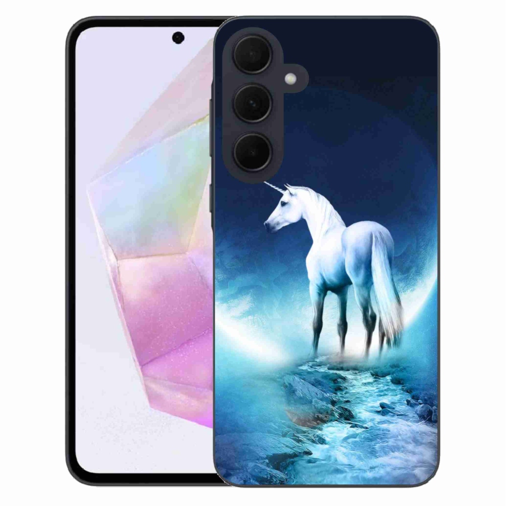 Gelový kryt mmCase na Samsung Galaxy A35 5G - bílý jednorožec