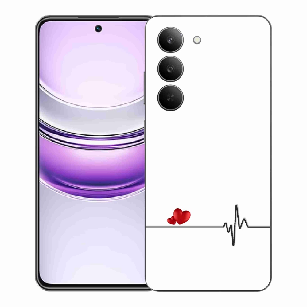 Gelový kryt mmCase na Realme 14x 5G - srdce a tep bílé pozadí