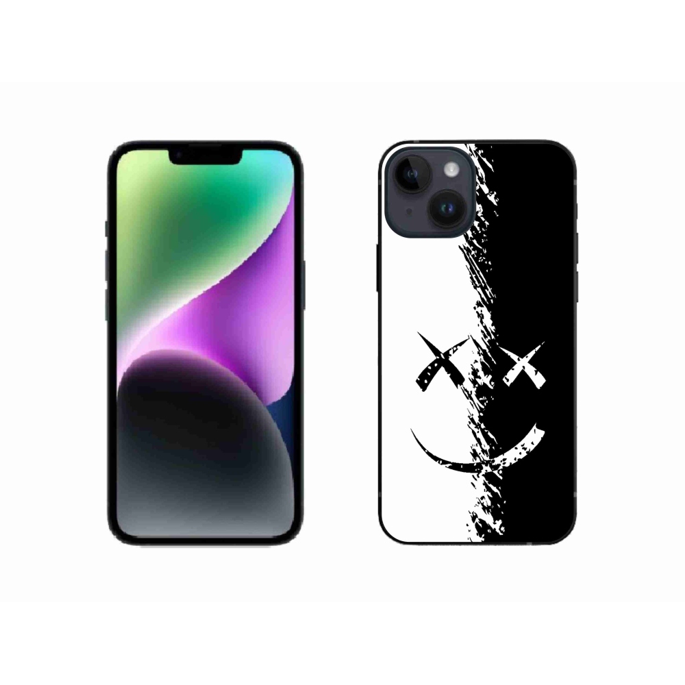 Gelový kryt mmCase na iPhone 14 - černobílý smajlík