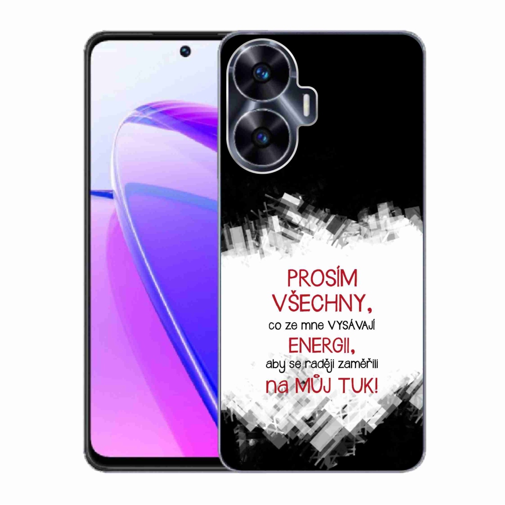 Gelový kryt mmCase na Realme C55 - vtipný text 1 červený