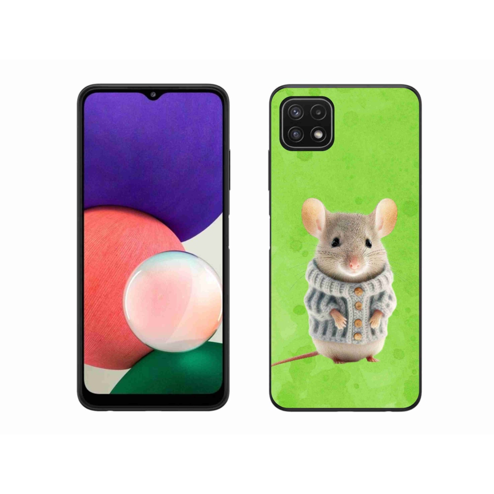 Gelový kryt mmCase na Samsung Galaxy A22 5G - myška ve svetru