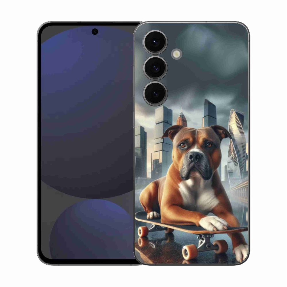 Gelový kryt mmCase na Samsung Galaxy S25 FE - pes na skateboardu