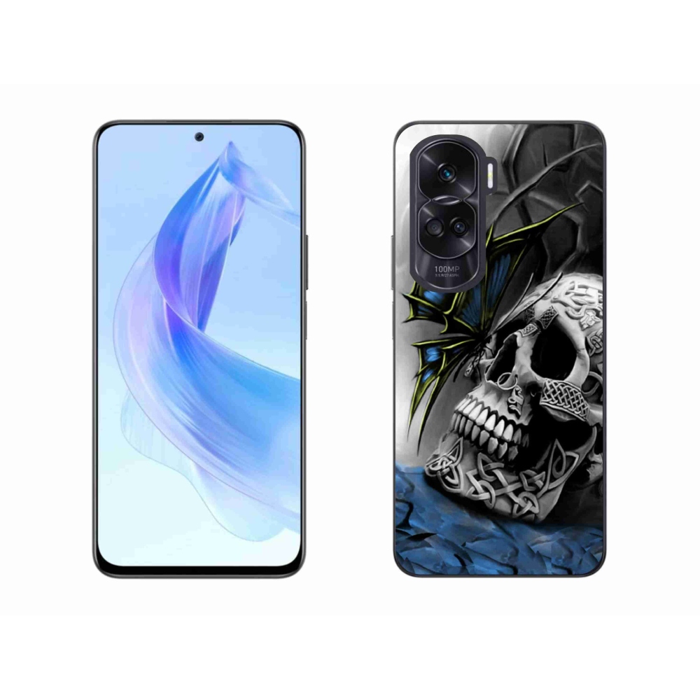 Gelový kryt mmCase na Honor 90 Lite - motýl a lebka