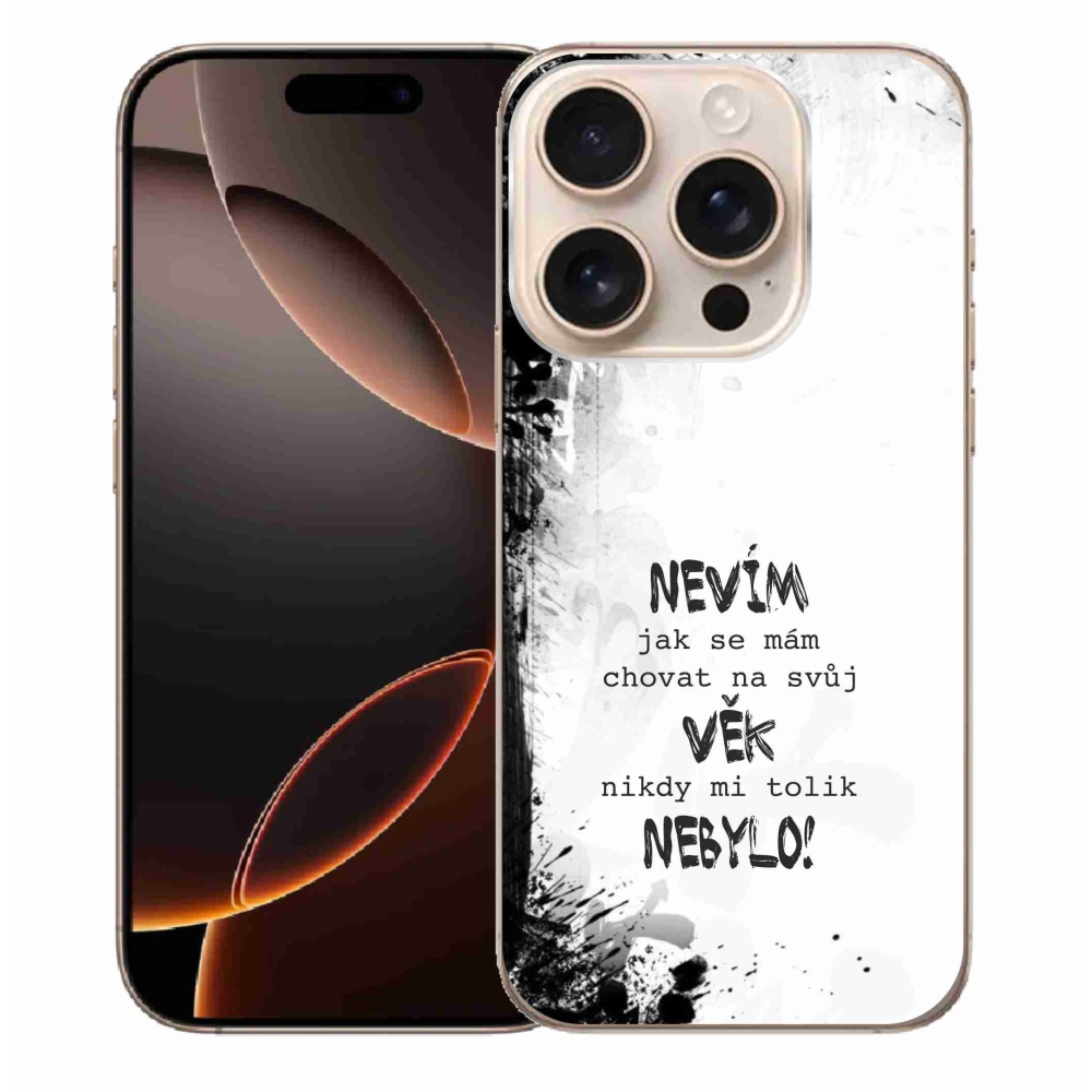 Gelový kryt mmCase na iPhone 16 Pro Max - vtipný text 14 bílé pozadí