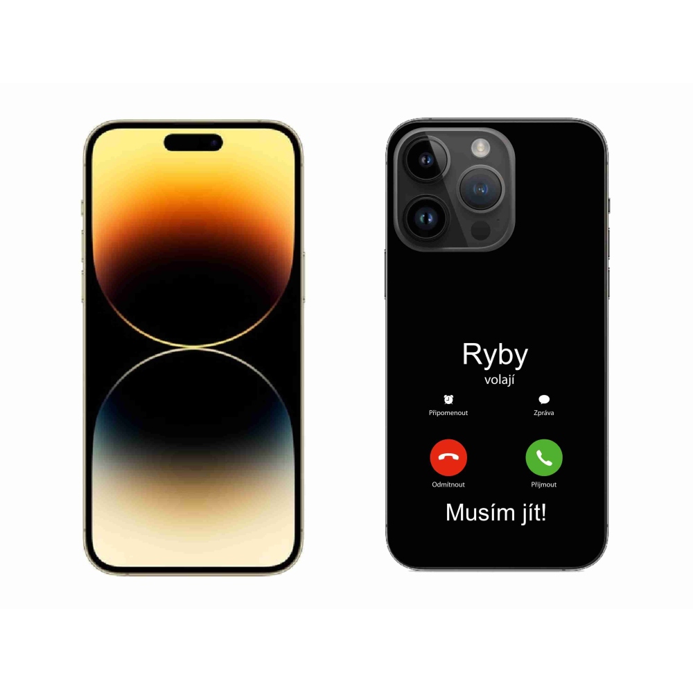 Gelový kryt mmCase na iPhone 14 Pro Max 6.7 - ryby volají černé pozadí
