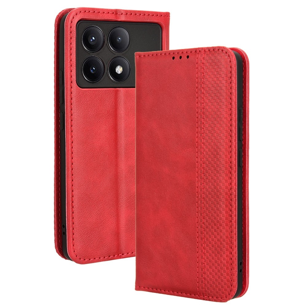Vintage knížkové pouzdro na Xiaomi Poco X6 Pro 5G - červené