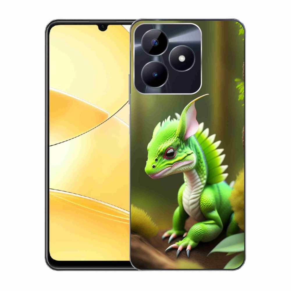 Gelový kryt mmCase na Realme C51/C53 - zelený dráček