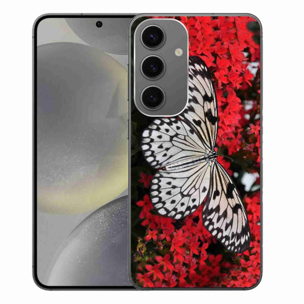 Gelový kryt mmCase na Samsung Galaxy S24+ - černobílý motýl 1