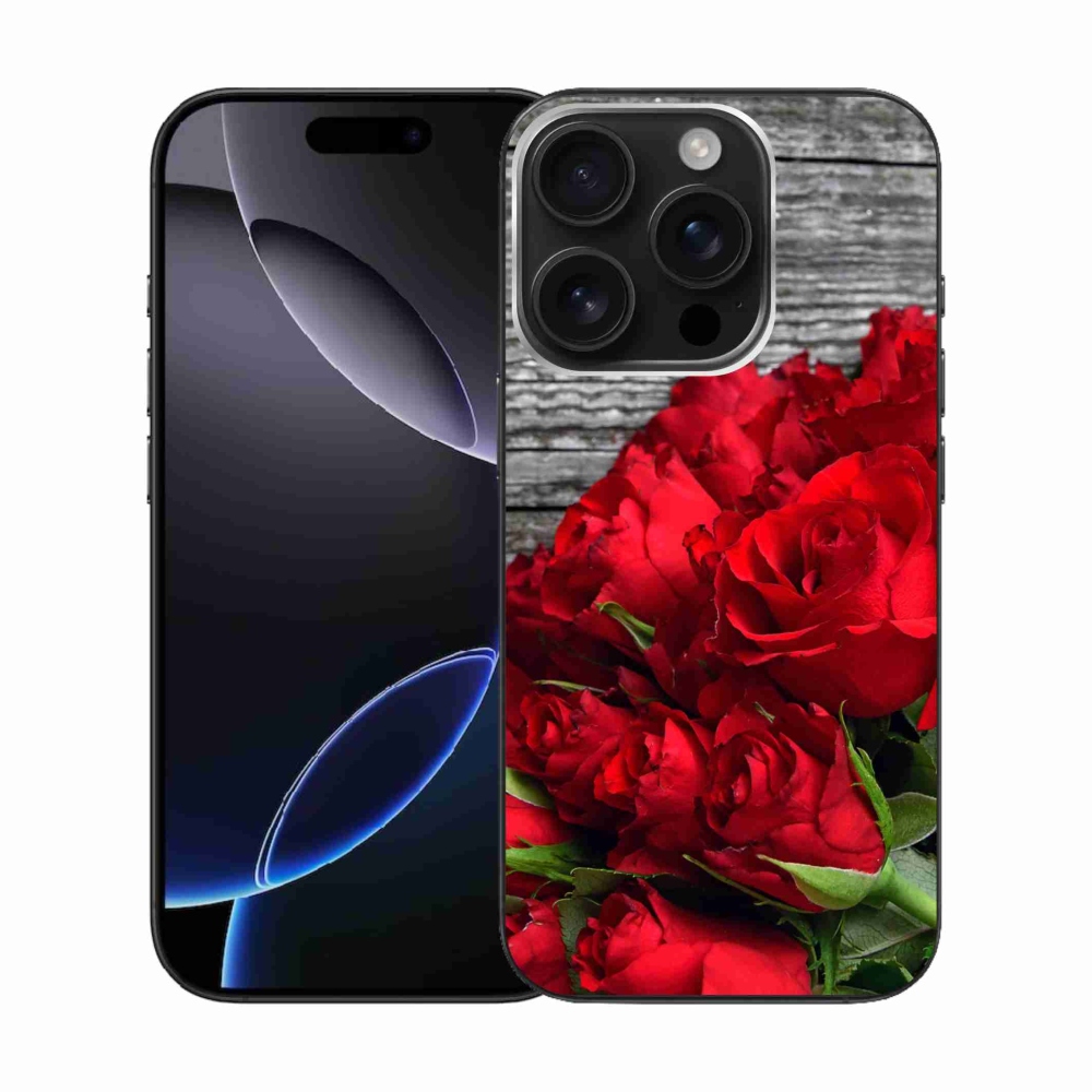 Gelový kryt mmCase na iPhone 16 Pro - červené růže