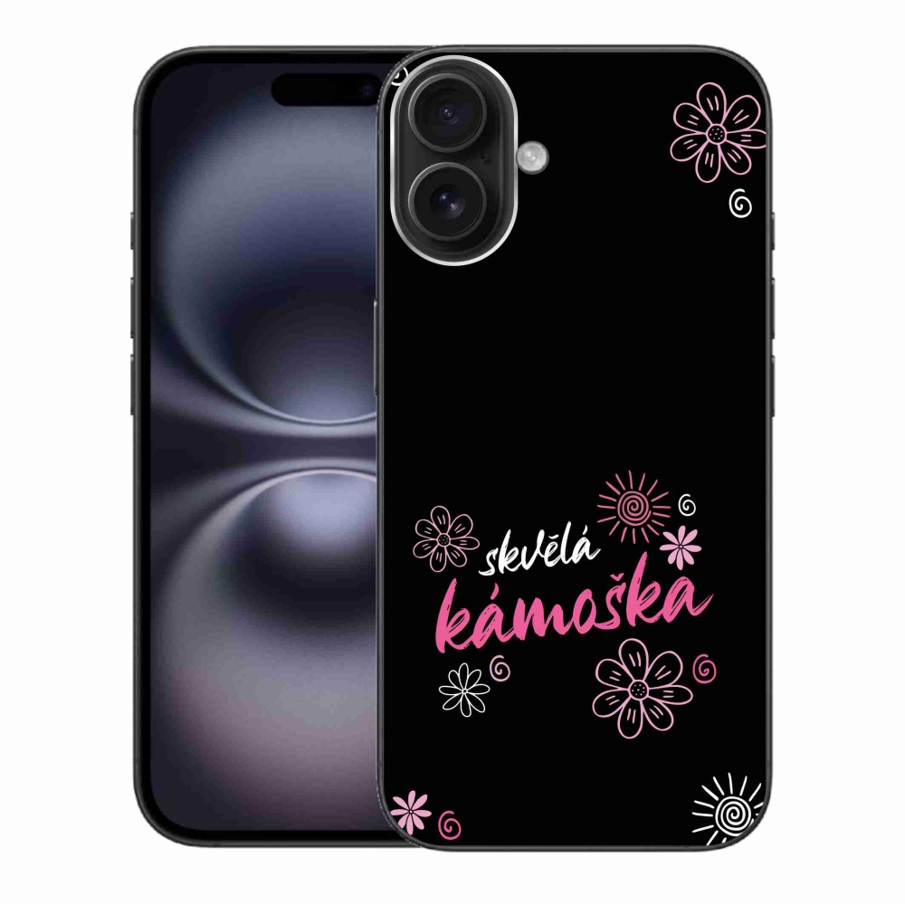 Gelový kryt mmCase na iPhone 16 Plus - skvělá kámoška černé pozadí