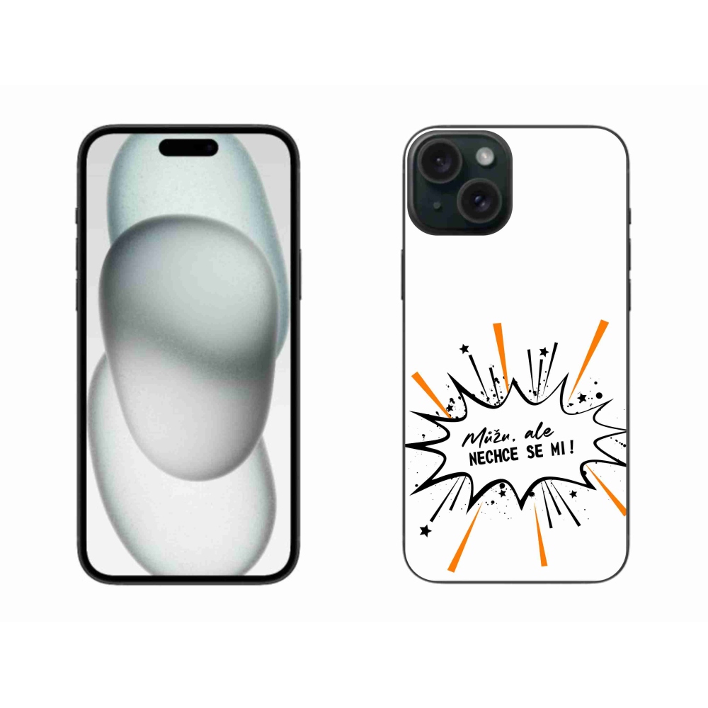 Gelový kryt mmCase na iPhone 15 Plus - vtipný text 11 bílé pozadí