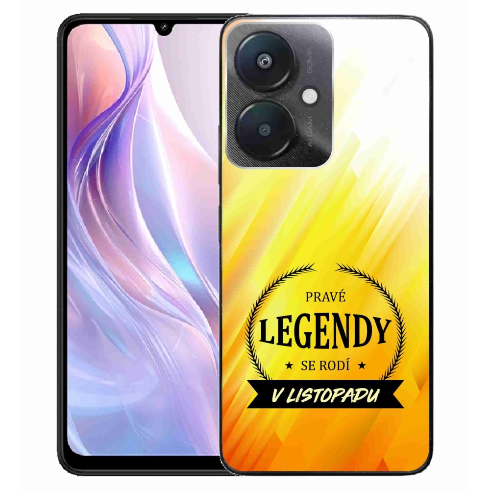 Gelový kryt mmCase na Xiaomi Redmi 13C 5G  - legendy v listopadu žluté pozadí
