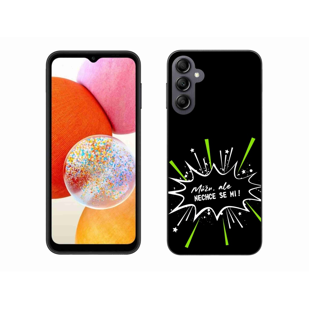 Gelový kryt mmCase na Samsung Galaxy A14 4G/5G - vtipný text 11 černé pozadí