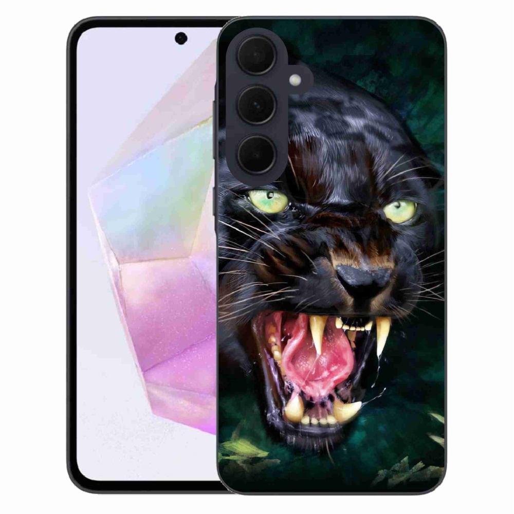 Gelový kryt mmCase na Samsung Galaxy A35 5G - rozzuřený černý panter