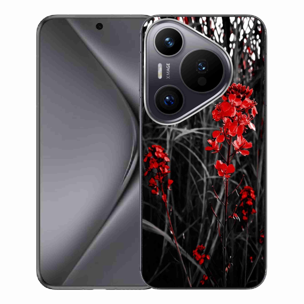 Gelový kryt mmCase na Huawei Pura 70 Pro - červená rostlina