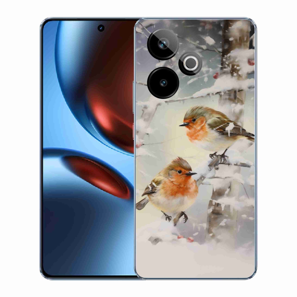 Gelový kryt mmCase na Realme GT 7 5G/GT 7T 5G - ptáčci v zimě