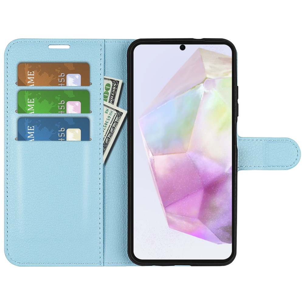 Litchi knížkové pouzdro na Samsung Galaxy A36 5G - modré