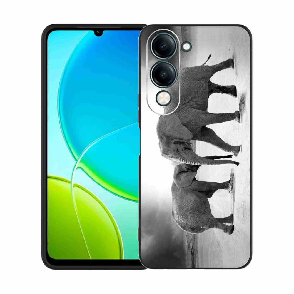 Gelový kryt mmCase na Vivo Y29s 5G - černobílí sloni