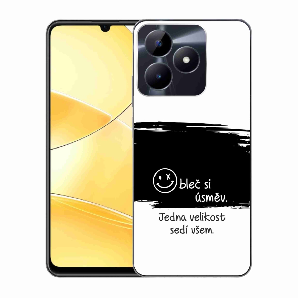 Gelový kryt mmCase na Realme C51/C53 - vtipný text 8 černobílé pozadí