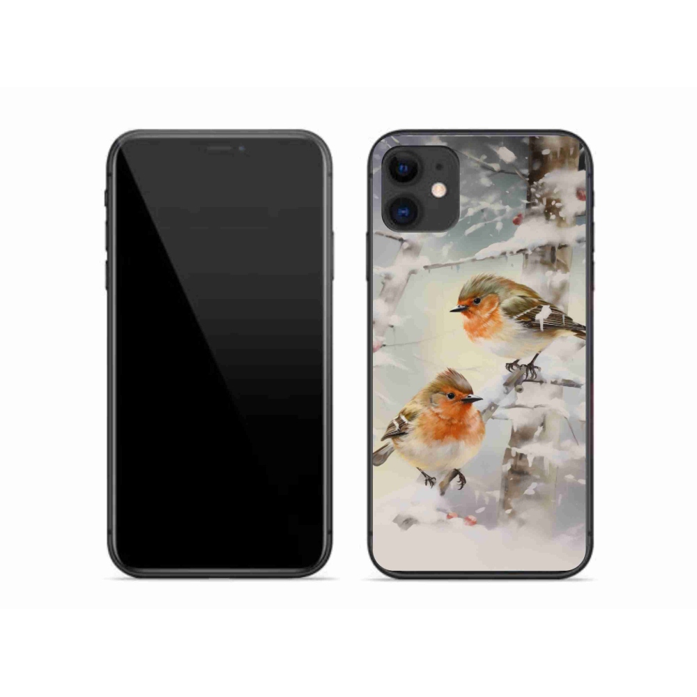 Gelový kryt mmCase na iPhone 11 - ptáčci v zimě