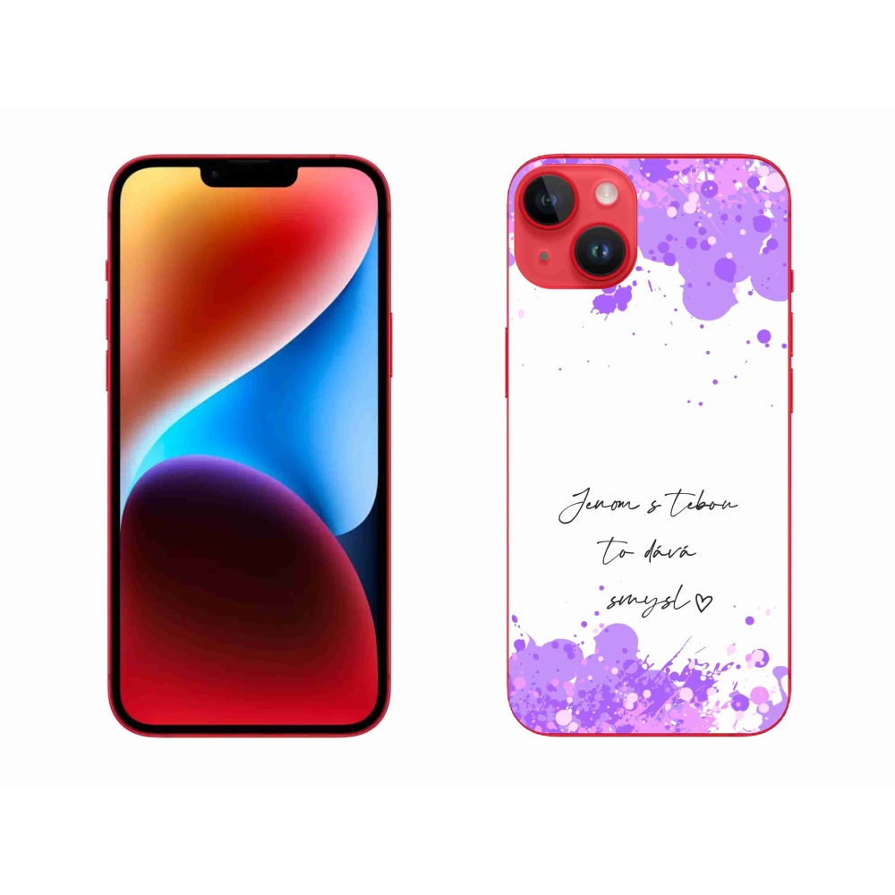 Gelový kryt mmCase na iPhone 14 Plus - zamilovaný text bílé pozadí