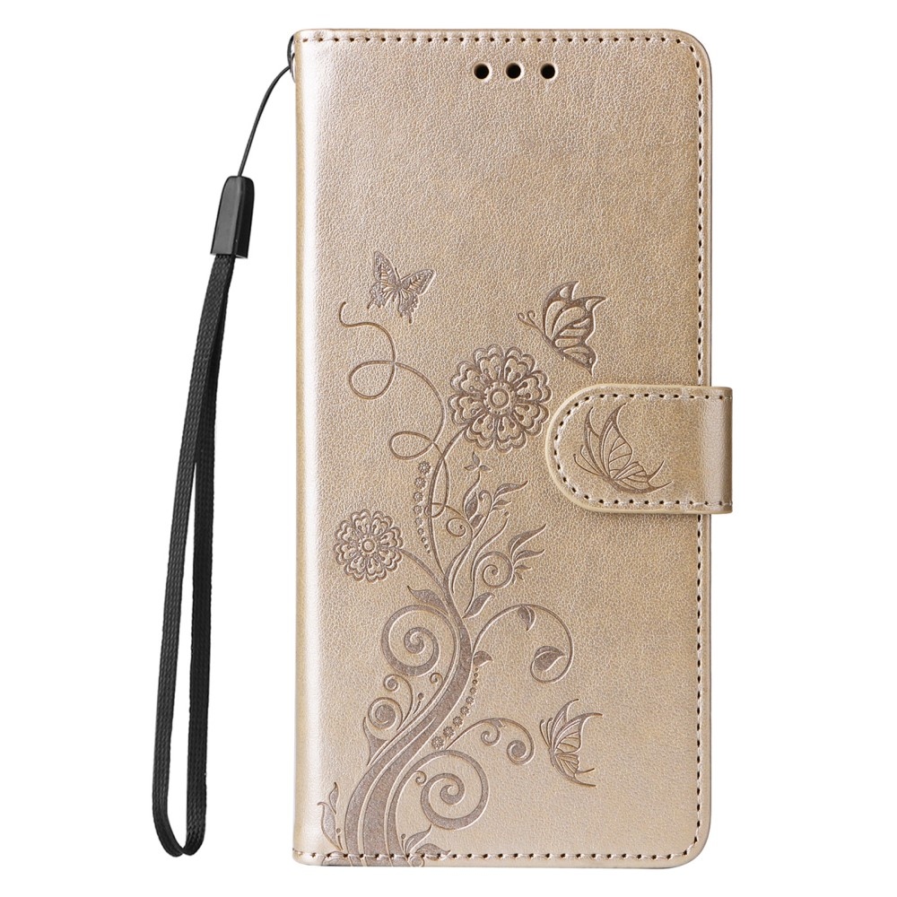 Flowery knížkové pouzdro na Xiaomi Poco X7 Pro 5G - zlaté