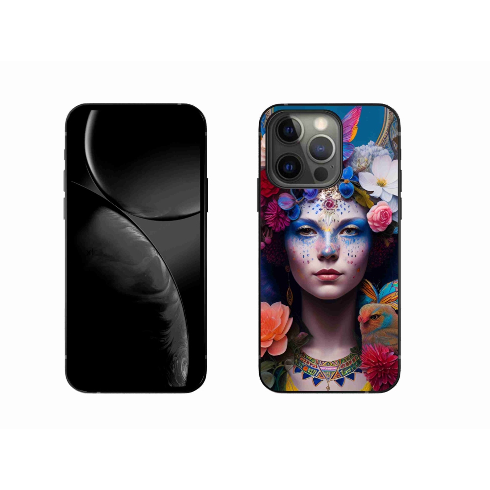 Gelový kryt mmCase na iPhone 13 Pro - žena s květinami