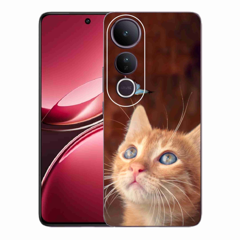 Gelový kryt mmCase na Vivo V50 Lite 4G/5G - motýl a kotě