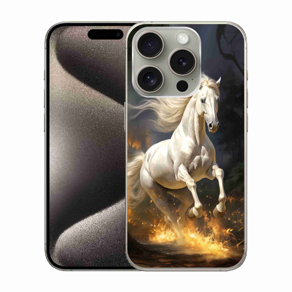 Gelový kryt mmCase na iPhone 15 Pro - bílý kůň 2
