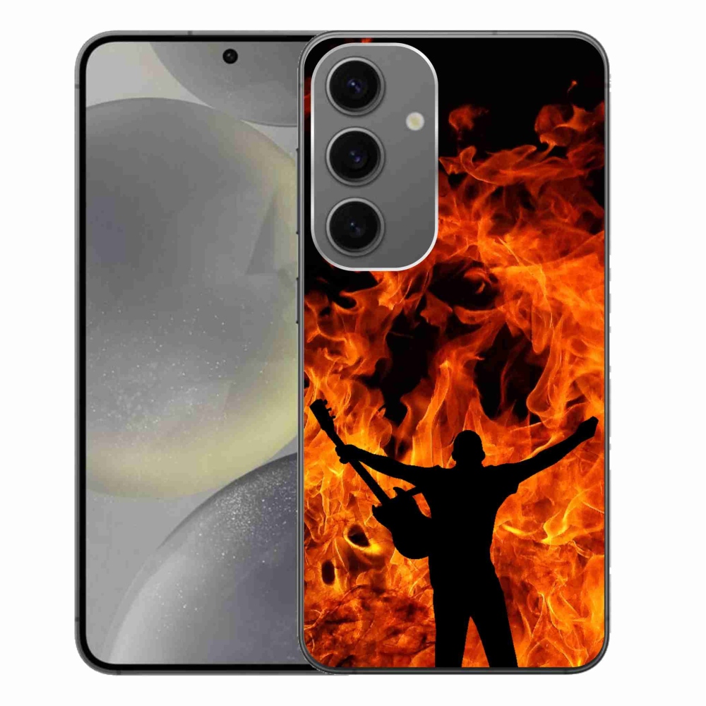 Gelový kryt mmCase na Samsung Galaxy S24+ - muzikant a oheň