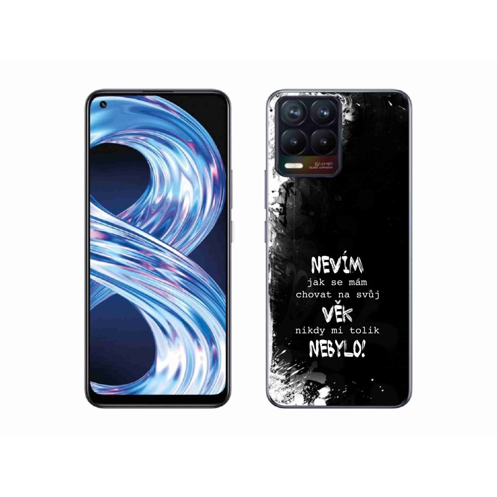 Gelový kryt mmCase na Realme 8 4G - vtipný text 14 černé pozadí