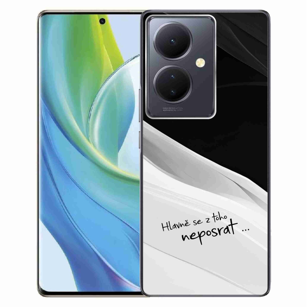 Gelový kryt mmCase na Vivo V29 Lite 5G - vtipný text 13 bíločerné pozadí