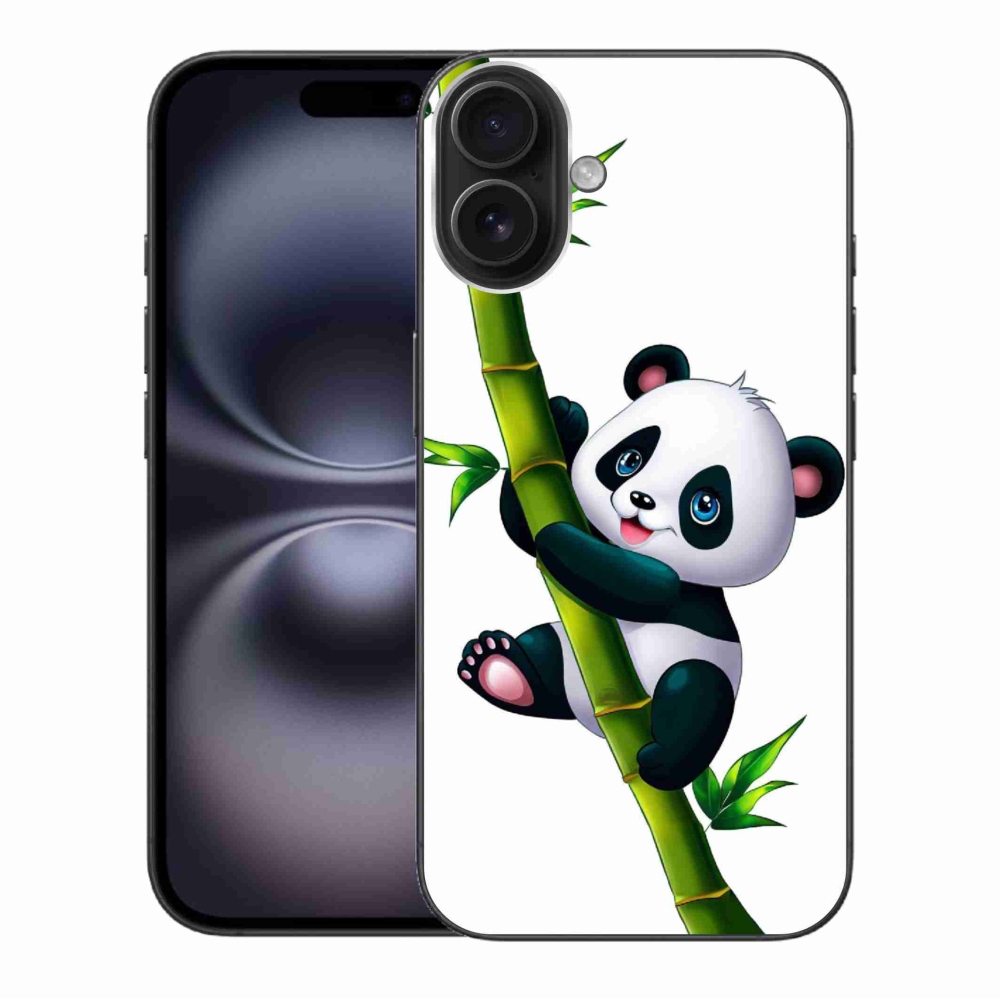 Gelový kryt mmCase na iPhone 16 Plus - panda na bambusu