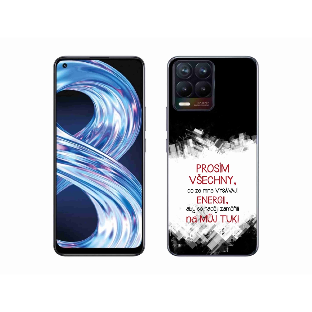 Gelový kryt mmCase na Realme 8 4G - vtipný text 1 červený