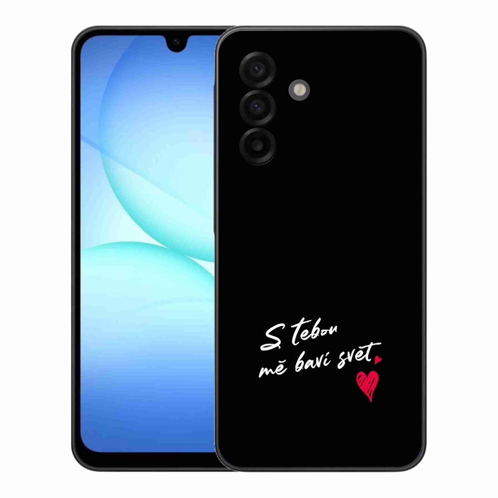 Gelový kryt mmCase na Samsung Galaxy A17 4G/5G - zamilovaný text 1 černé pozadí
